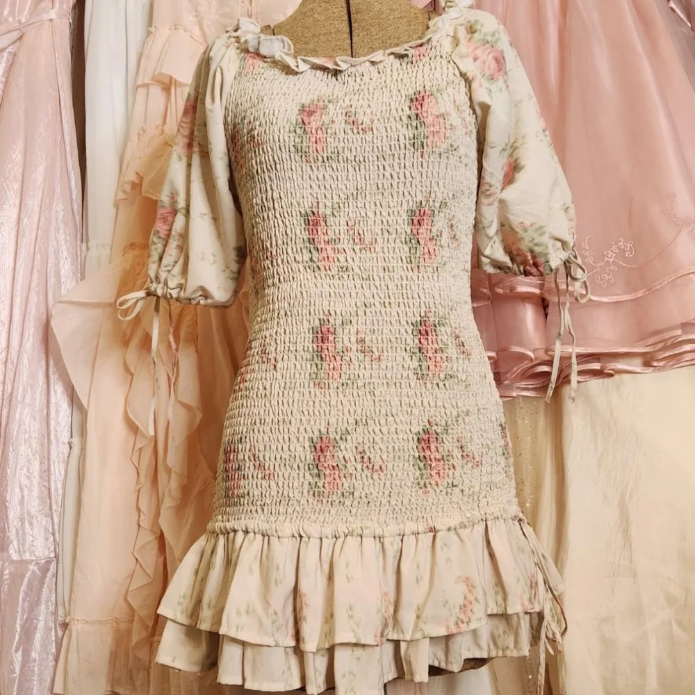 ౨ৎ strangers & lovers floral give yourself abreak mini dress ౨ৎ - Picture 2 of 5